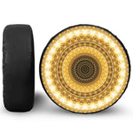 Gold Lights Kaleidoscope Print Leather Spare Tire Cover