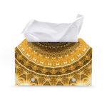 Gold Lights Kaleidoscope Print Leather Tissue Box Cover