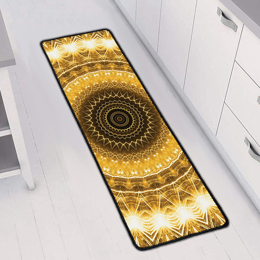 Gold Lights Kaleidoscope Print Long Kitchen Mat