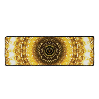 Gold Lights Kaleidoscope Print Long Kitchen Mat