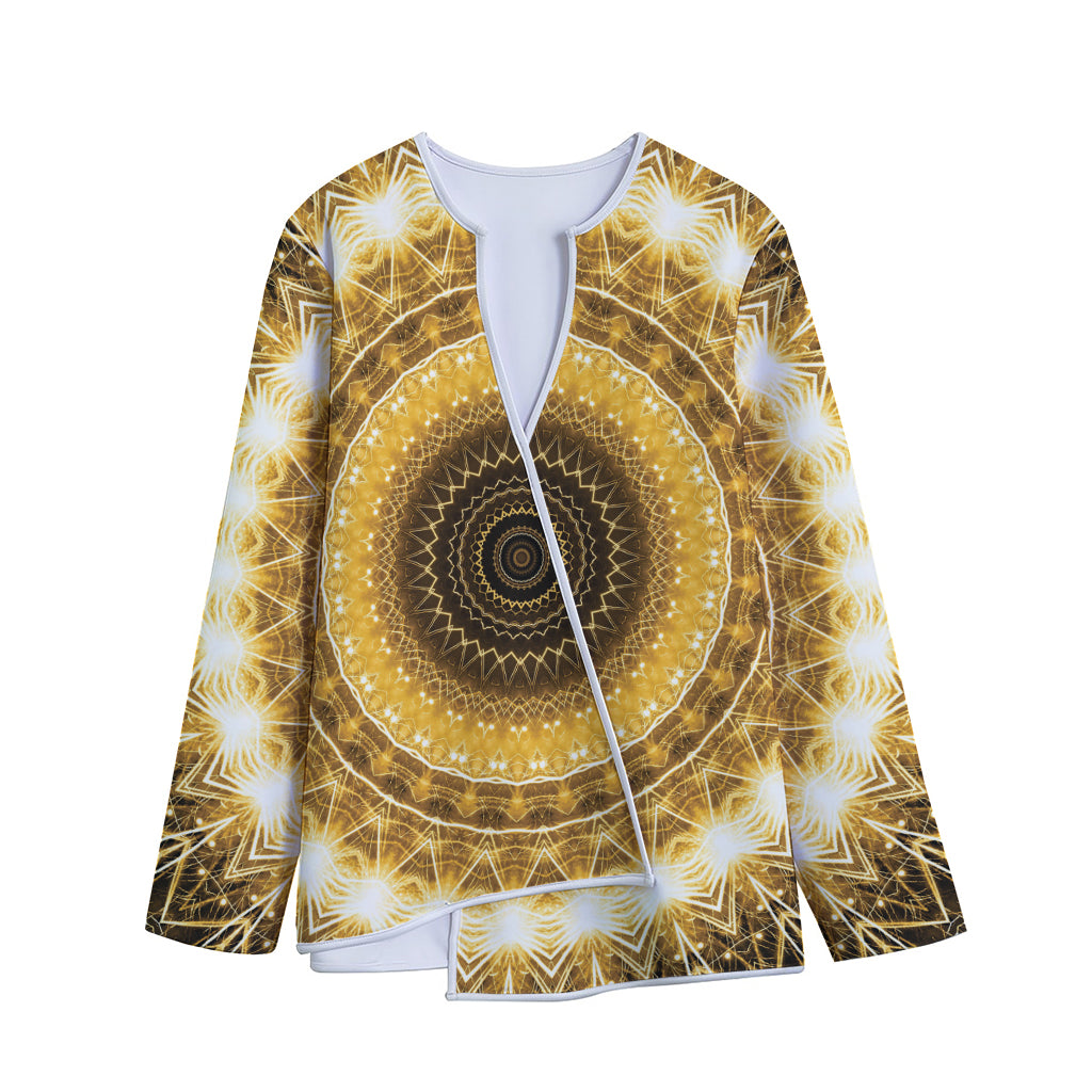 Gold Lights Kaleidoscope Print Long Sleeve Short Coat