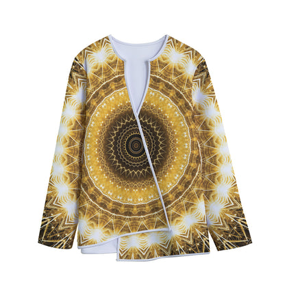 Gold Lights Kaleidoscope Print Long Sleeve Short Coat