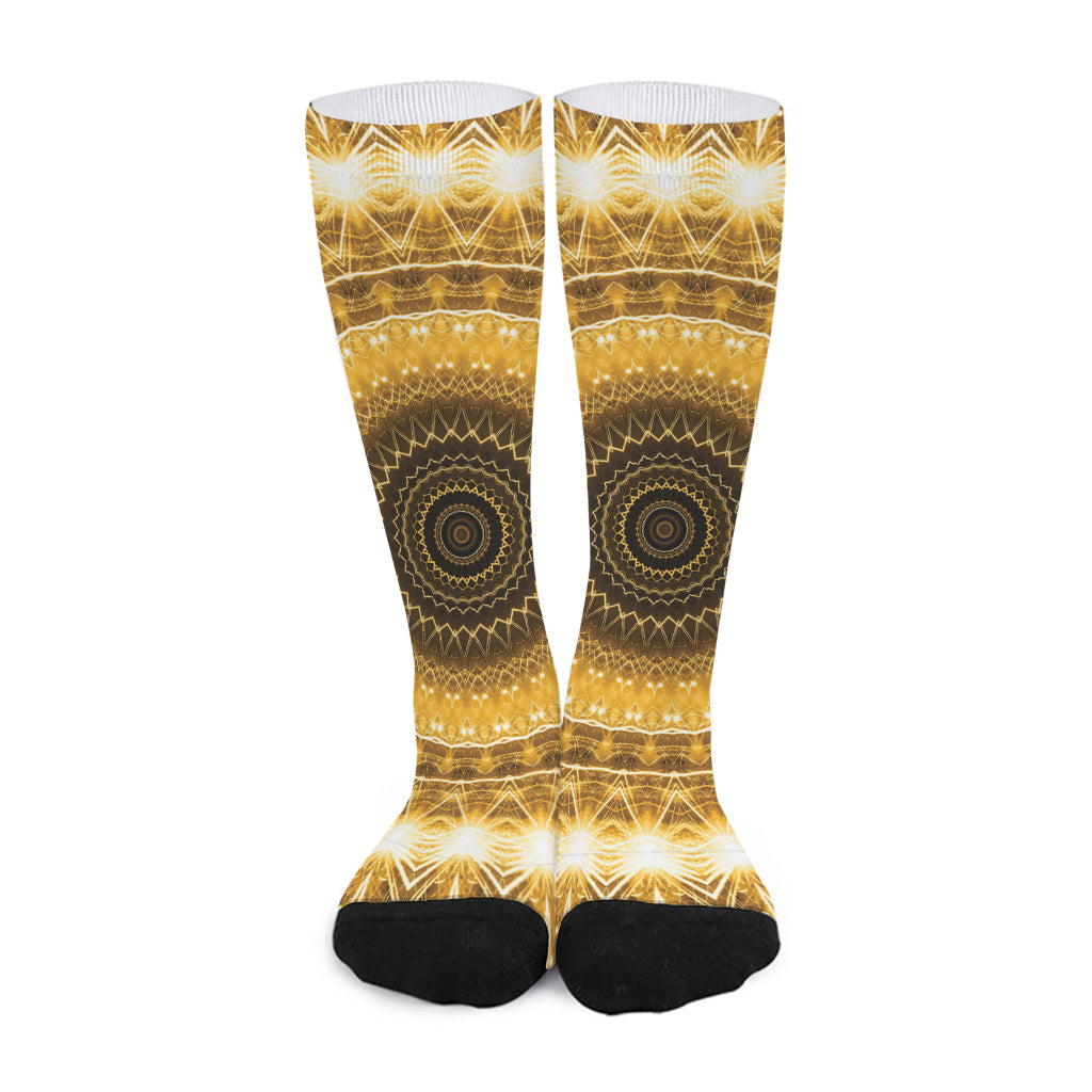 Gold Lights Kaleidoscope Print Long Socks