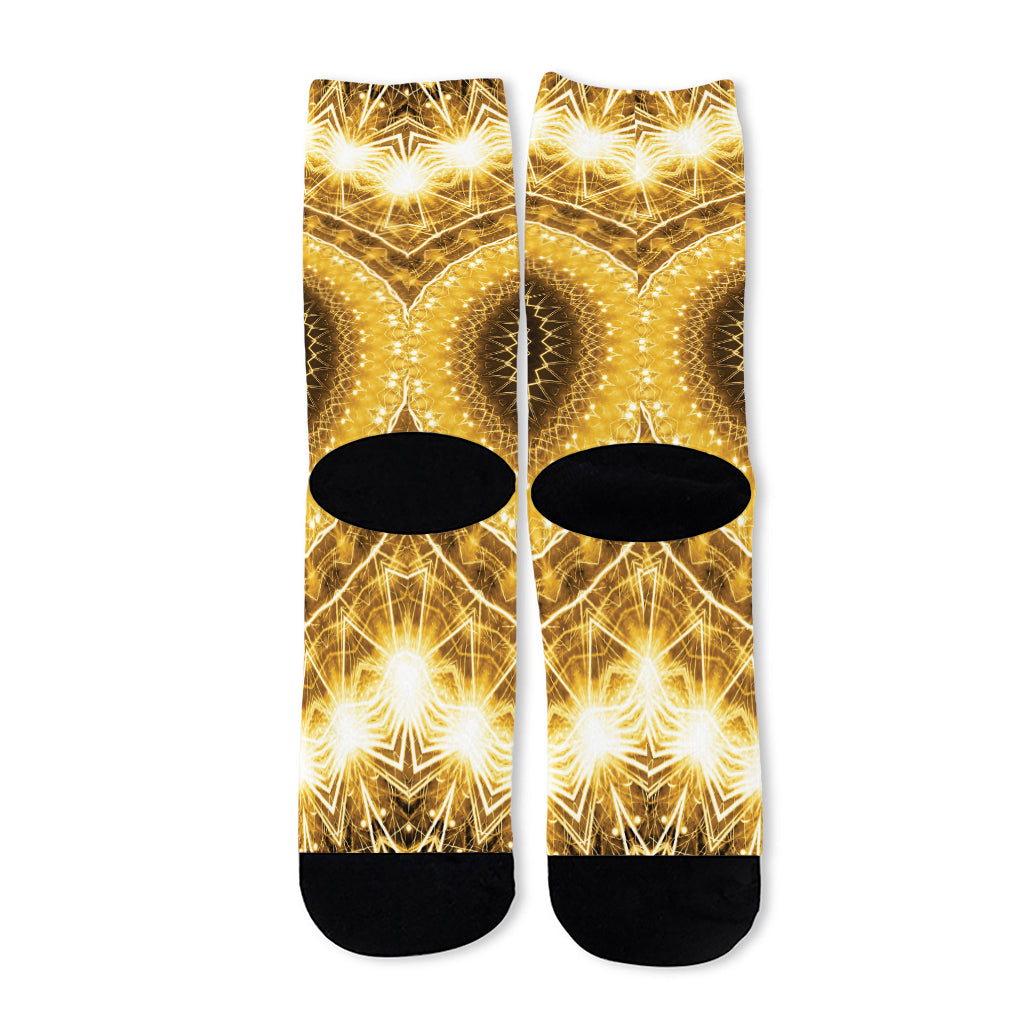 Gold Lights Kaleidoscope Print Long Socks