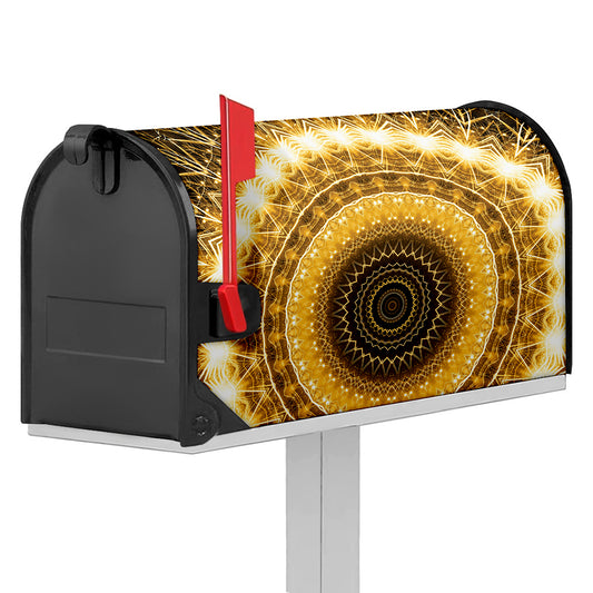 Gold Lights Kaleidoscope Print Mailbox Cover
