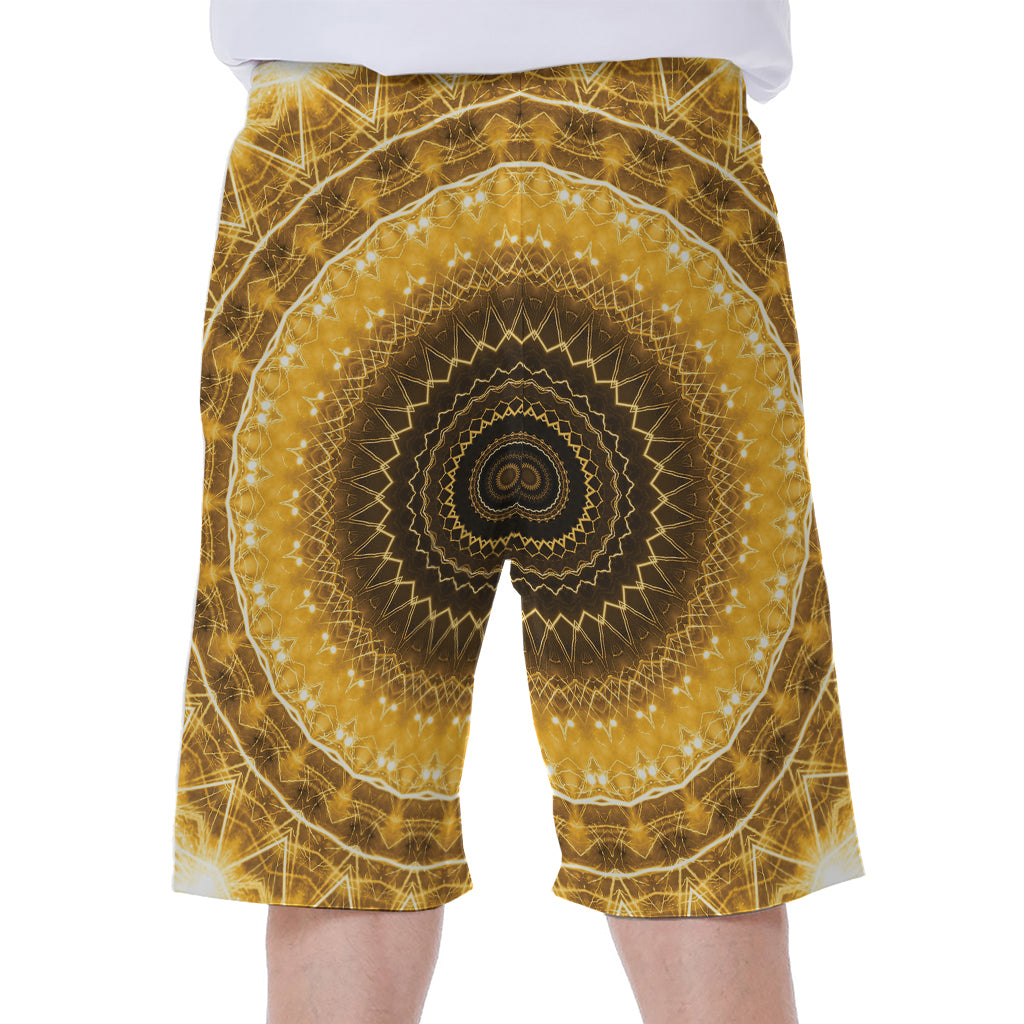 Gold Lights Kaleidoscope Print Men's Beach Shorts