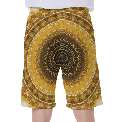 Gold Lights Kaleidoscope Print Men's Beach Shorts