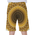 Gold Lights Kaleidoscope Print Men's Beach Shorts