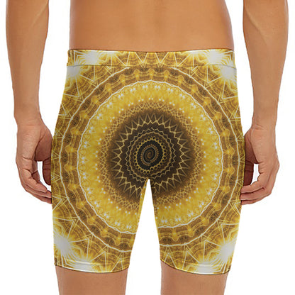 Gold Lights Kaleidoscope Print Men's Long Boxer Briefs