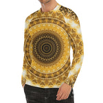 Gold Lights Kaleidoscope Print Men's Long Sleeve Rash Guard