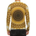 Gold Lights Kaleidoscope Print Men's Long Sleeve Rash Guard