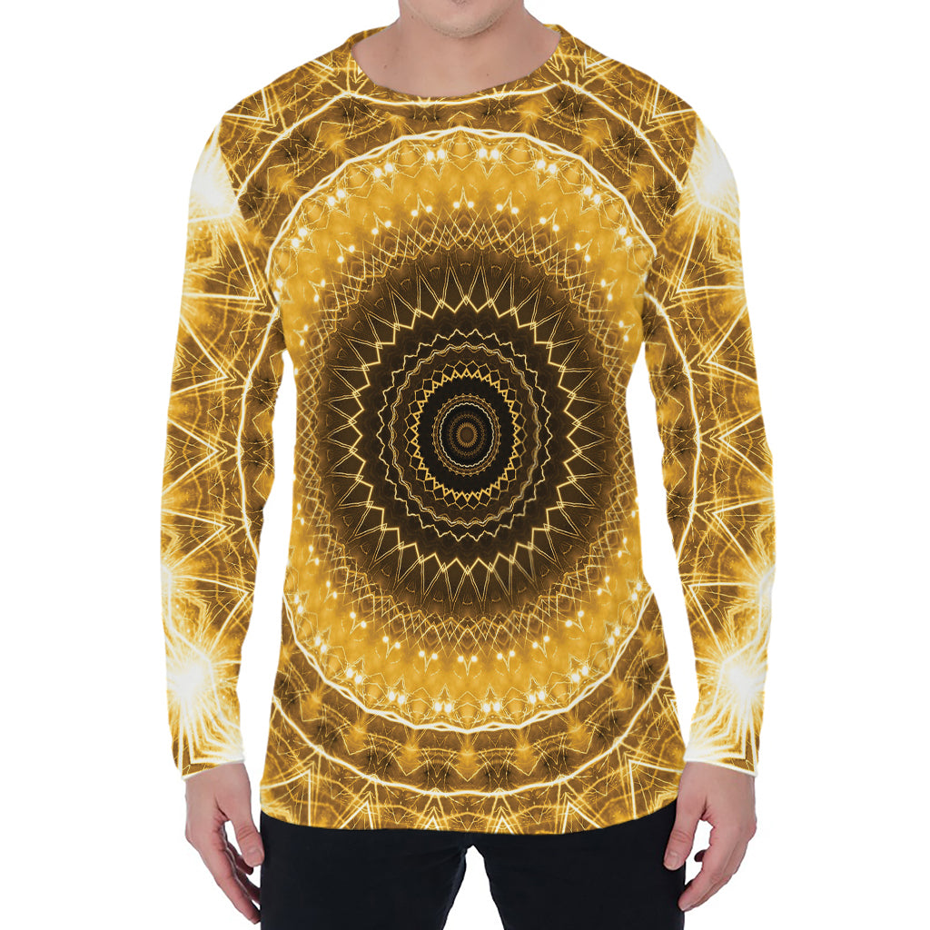 Gold Lights Kaleidoscope Print Men's Long Sleeve T-Shirt