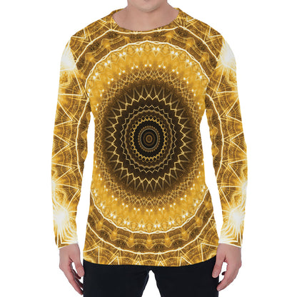 Gold Lights Kaleidoscope Print Men's Long Sleeve T-Shirt