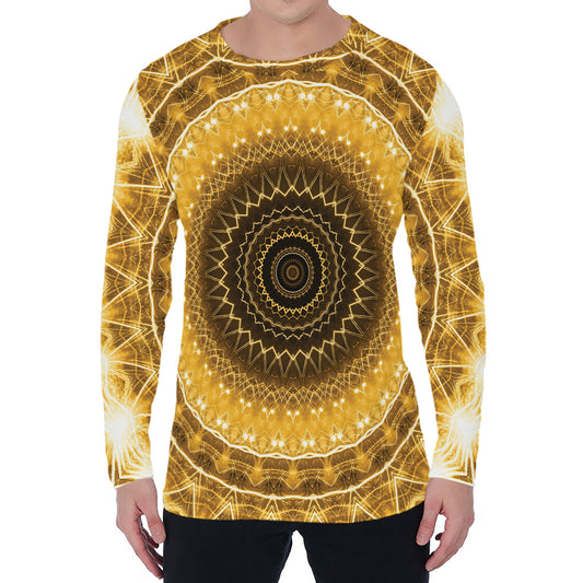 Gold Lights Kaleidoscope Print Men's Long Sleeve T-Shirt