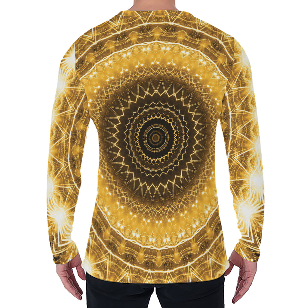 Gold Lights Kaleidoscope Print Men's Long Sleeve T-Shirt