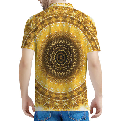 Gold Lights Kaleidoscope Print Men's Polo Shirt