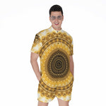 Gold Lights Kaleidoscope Print Men's Rompers