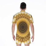 Gold Lights Kaleidoscope Print Men's Rompers