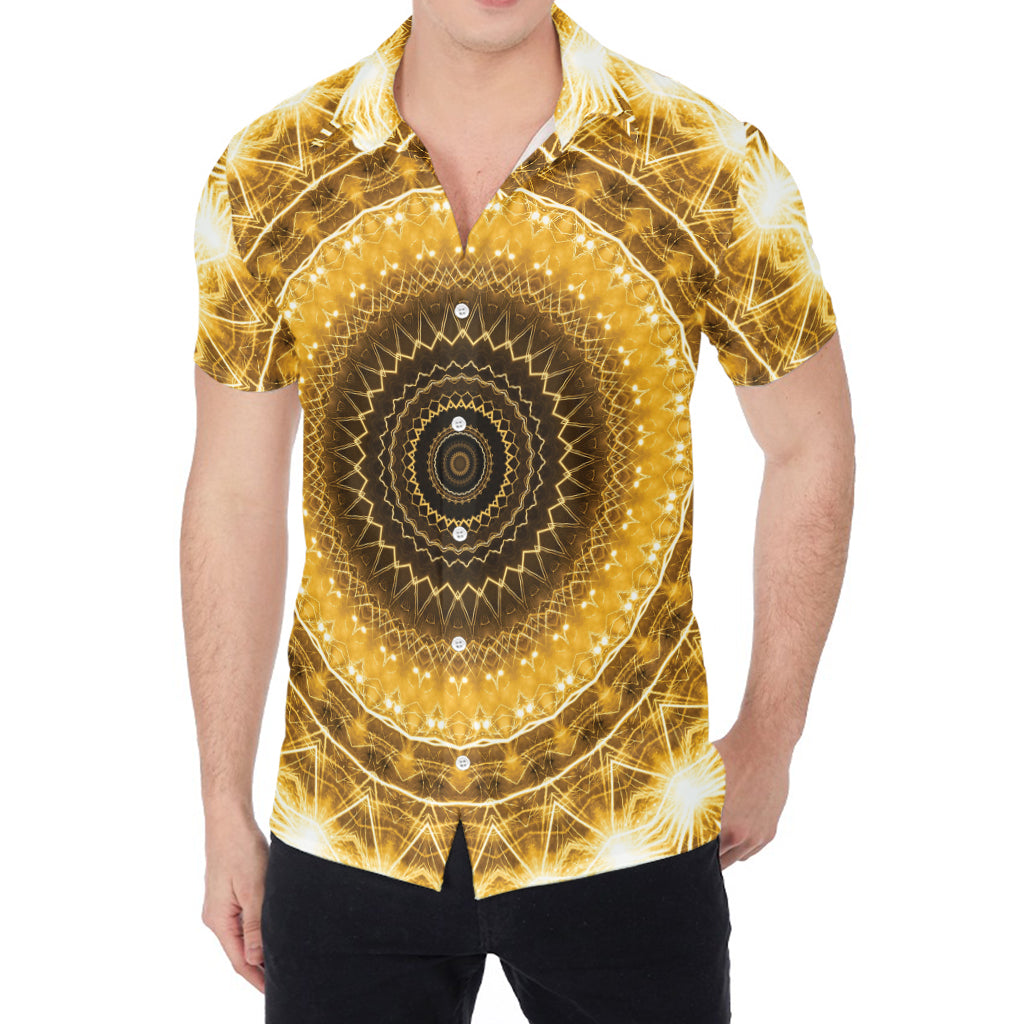 Gold Lights Kaleidoscope Print Men's Shirt