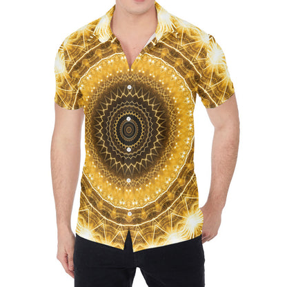 Gold Lights Kaleidoscope Print Men's Shirt
