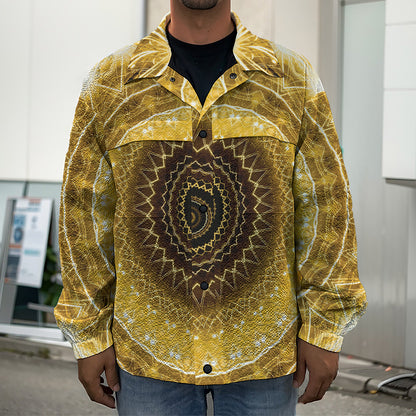 Gold Lights Kaleidoscope Print Men's Shirt Jacket