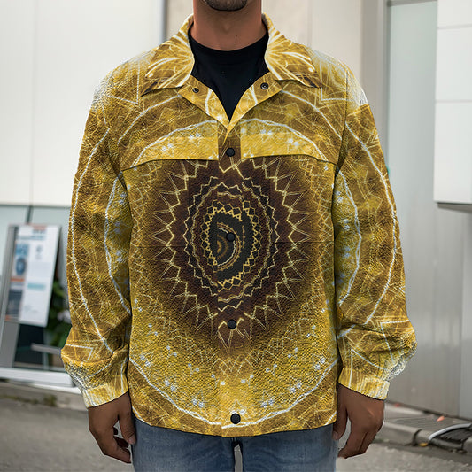 Gold Lights Kaleidoscope Print Men's Shirt Jacket