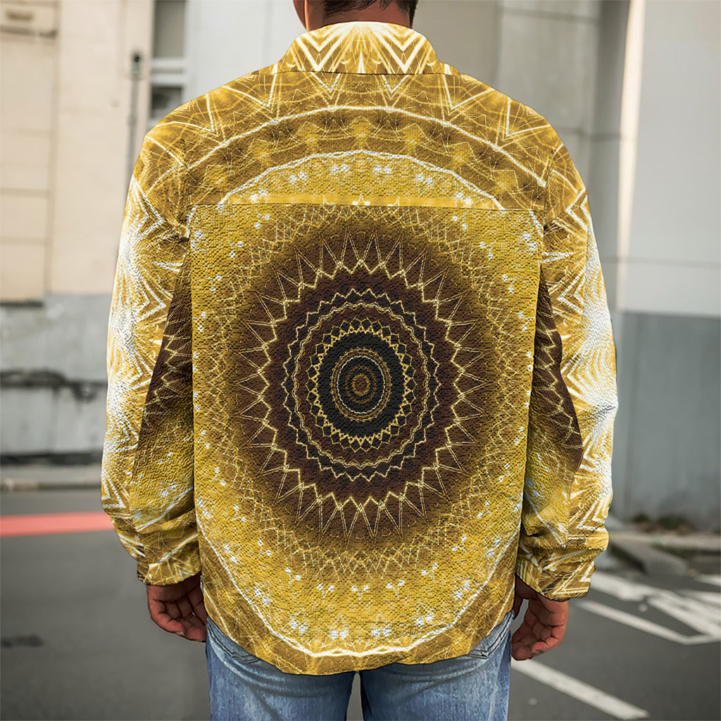Gold Lights Kaleidoscope Print Men's Shirt Jacket