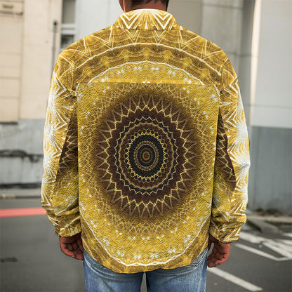 Gold Lights Kaleidoscope Print Men's Shirt Jacket