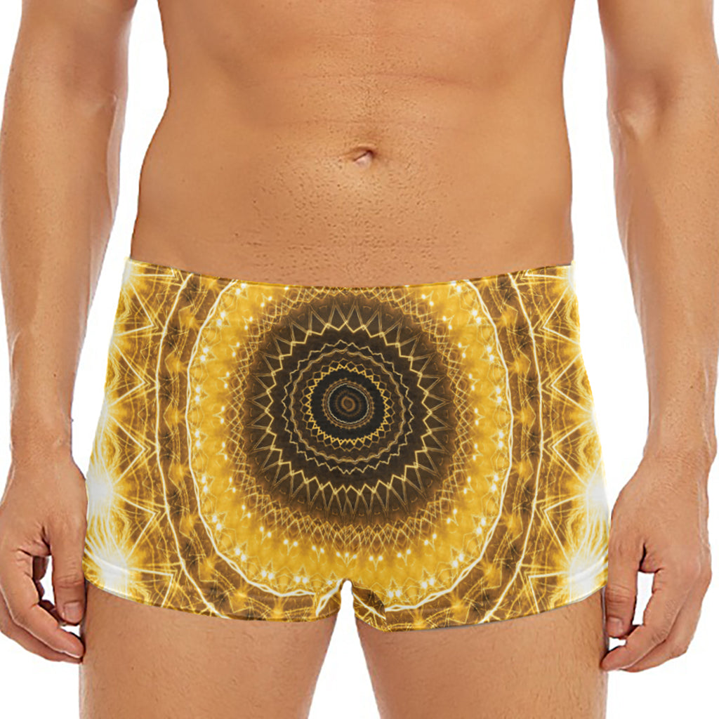 Gold Lights Kaleidoscope Print Men's Short Boxer Briefs