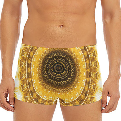 Gold Lights Kaleidoscope Print Men's Short Boxer Briefs