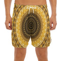 Gold Lights Kaleidoscope Print Men's Split Running Shorts