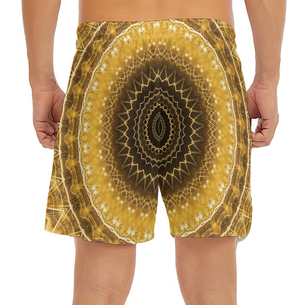 Gold Lights Kaleidoscope Print Men's Split Running Shorts