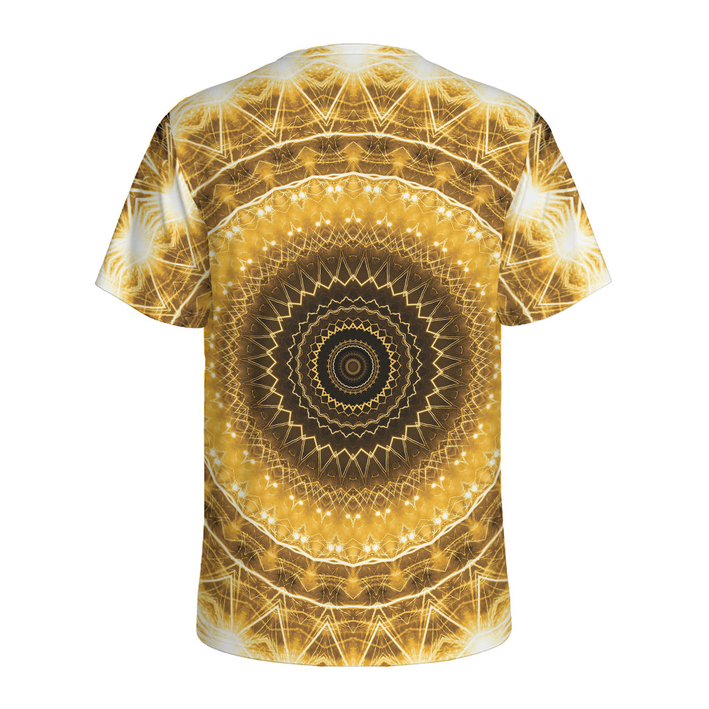 Gold Lights Kaleidoscope Print Men's Sports T-Shirt