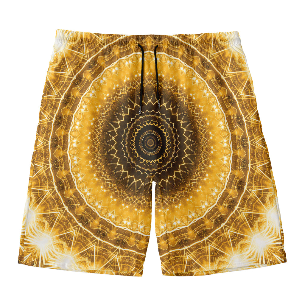 Gold Lights Kaleidoscope Print Men's Swim Trunks