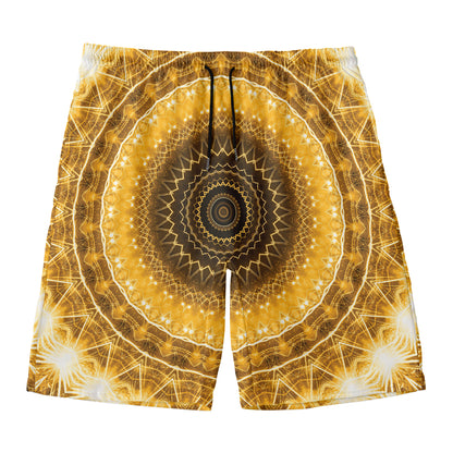 Gold Lights Kaleidoscope Print Men's Swim Trunks