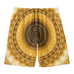 Gold Lights Kaleidoscope Print Men's Swim Trunks