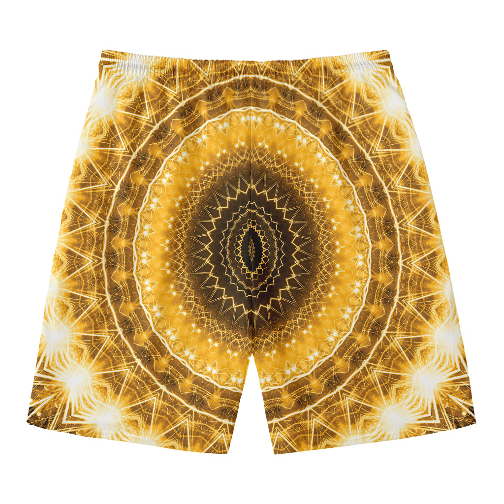 Gold Lights Kaleidoscope Print Men's Swim Trunks