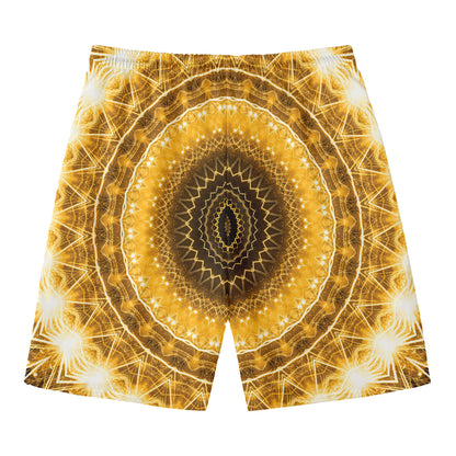 Gold Lights Kaleidoscope Print Men's Swim Trunks