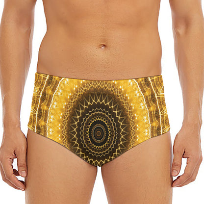 Gold Lights Kaleidoscope Print Men's Triangle Swim Briefs