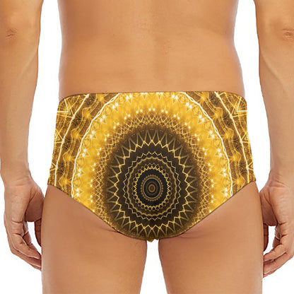 Gold Lights Kaleidoscope Print Men's Triangle Swim Briefs