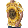 Gold Lights Kaleidoscope Print Men's Velvet T-Shirt