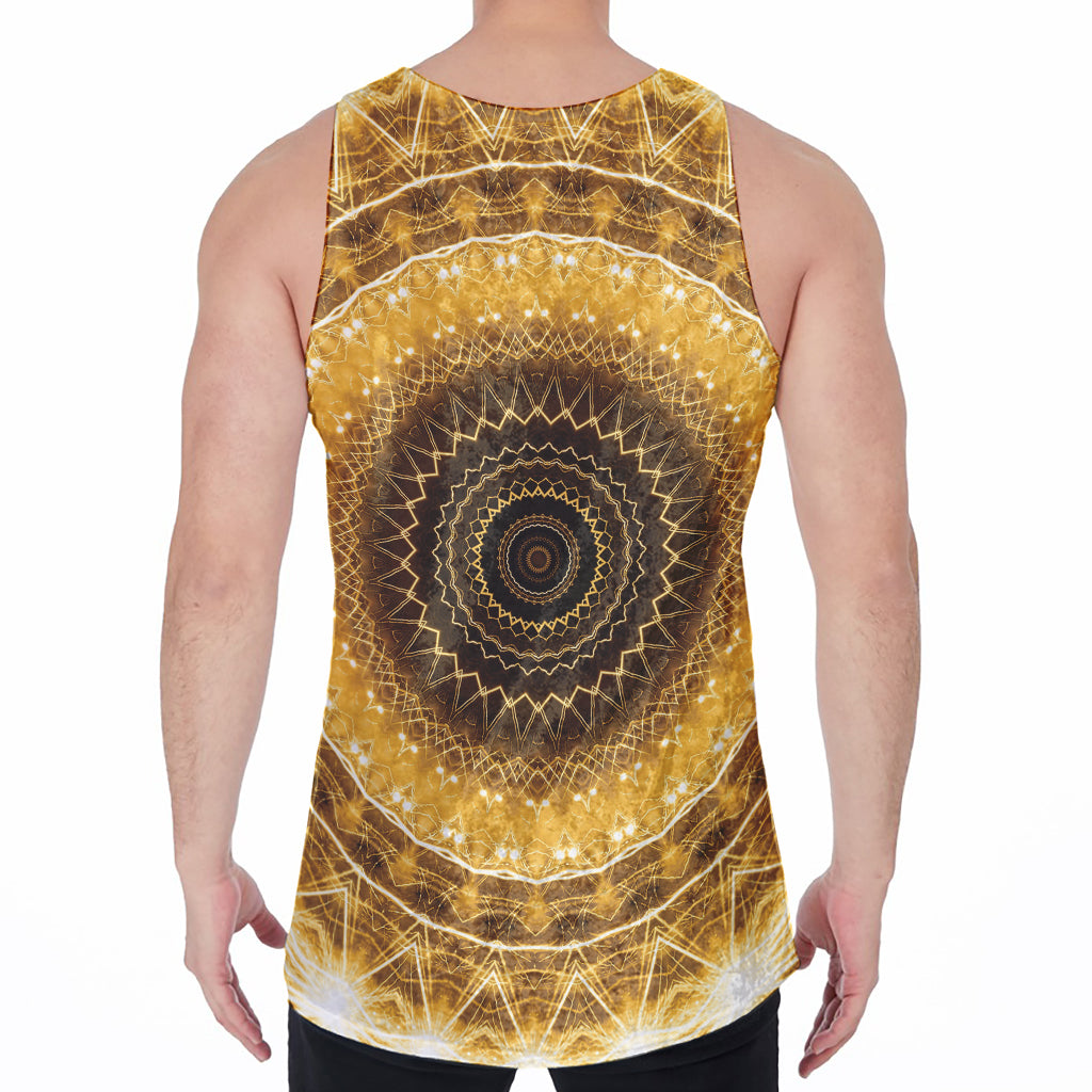 Gold Lights Kaleidoscope Print Men's Velvet Tank Top