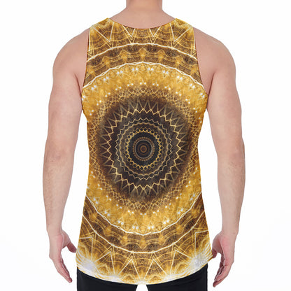 Gold Lights Kaleidoscope Print Men's Velvet Tank Top