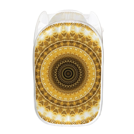 Gold Lights Kaleidoscope Print Mesh Laundry Hamper
