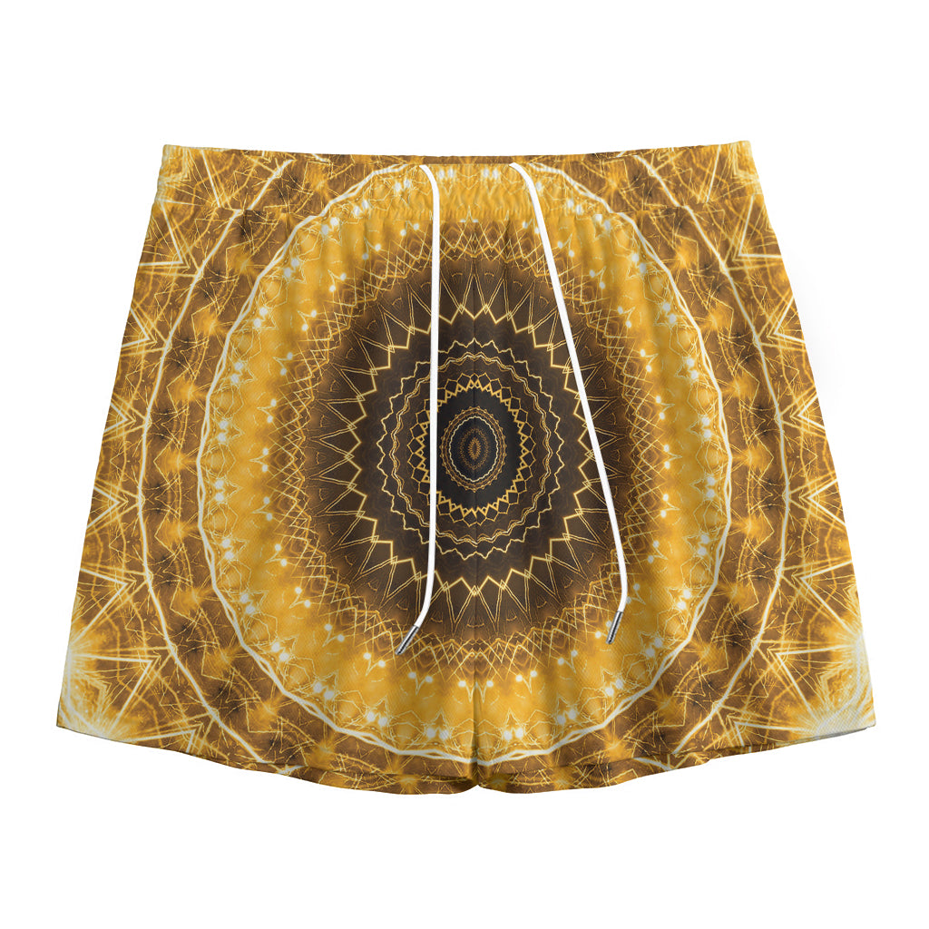 Gold Lights Kaleidoscope Print Mesh Shorts