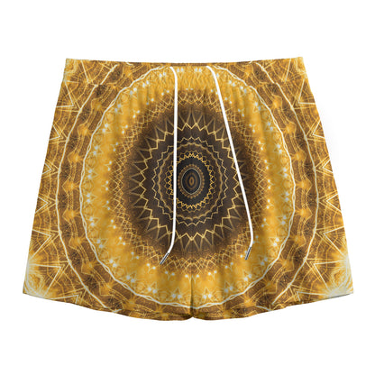 Gold Lights Kaleidoscope Print Mesh Shorts