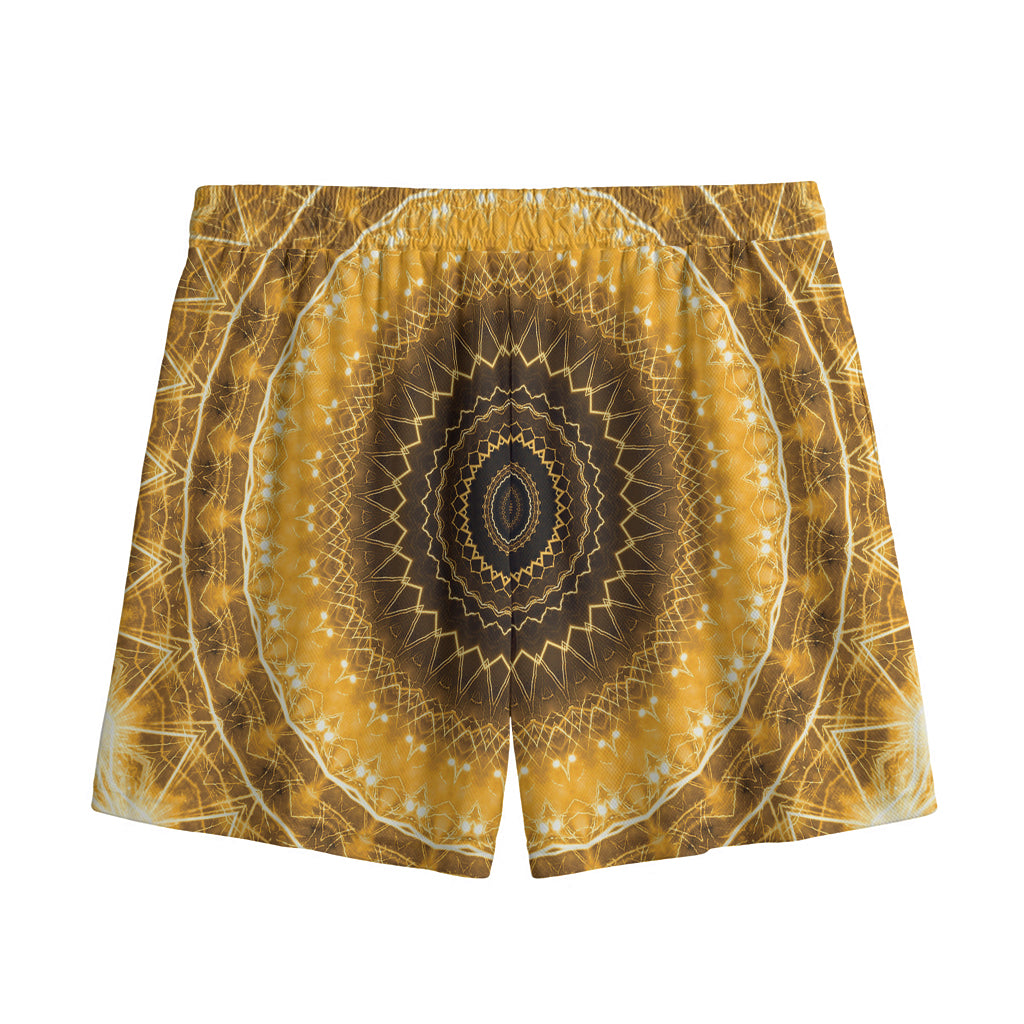 Gold Lights Kaleidoscope Print Mesh Shorts