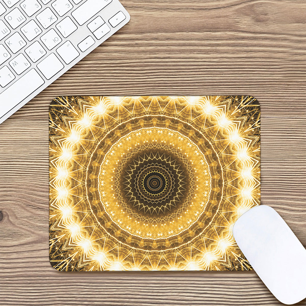 Gold Lights Kaleidoscope Print Mouse Pad