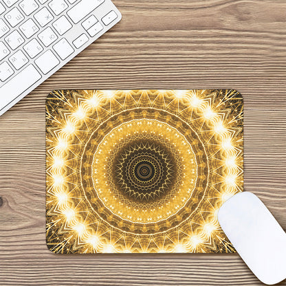 Gold Lights Kaleidoscope Print Mouse Pad
