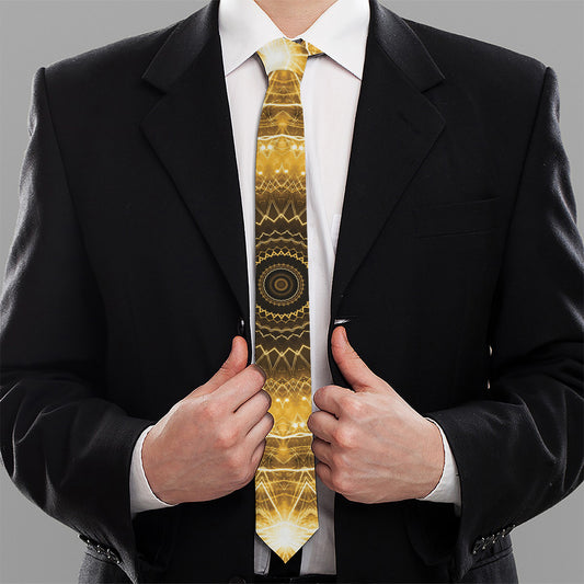 Gold Lights Kaleidoscope Print Necktie